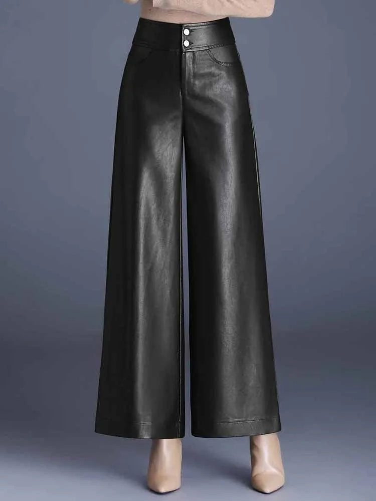 Vista Wide-Leg Leather Pants