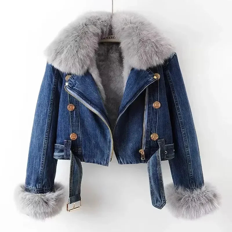 Raven Fur Trim Denim Jacket