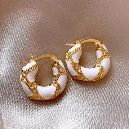 Vintage Enamel Hoop Earrings