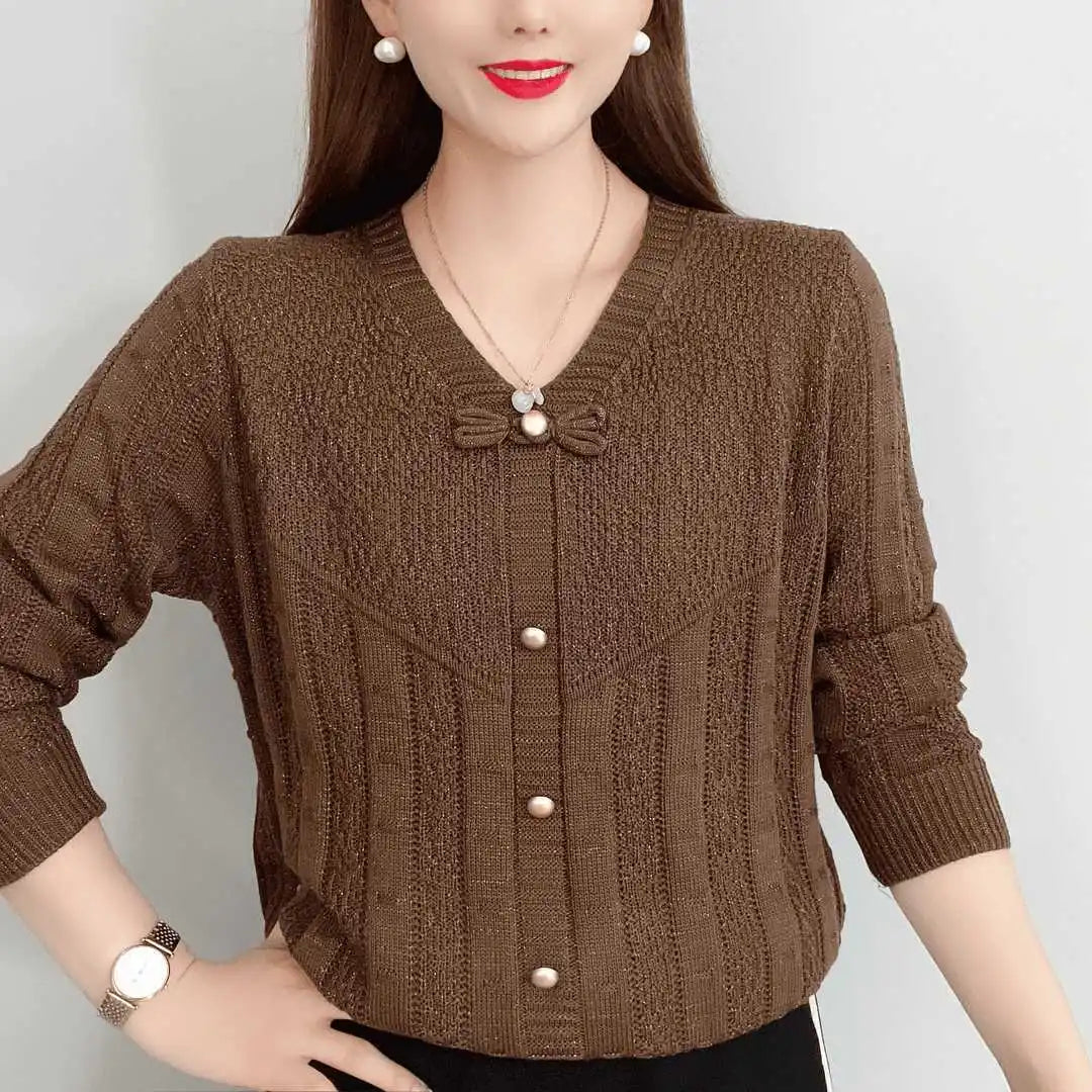 Madison V-Neck Bow Sweater