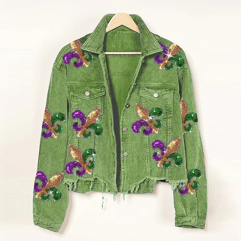 Floral Corduroy Bomber Jacket