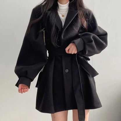 Ava Lace-Up Wool Coat