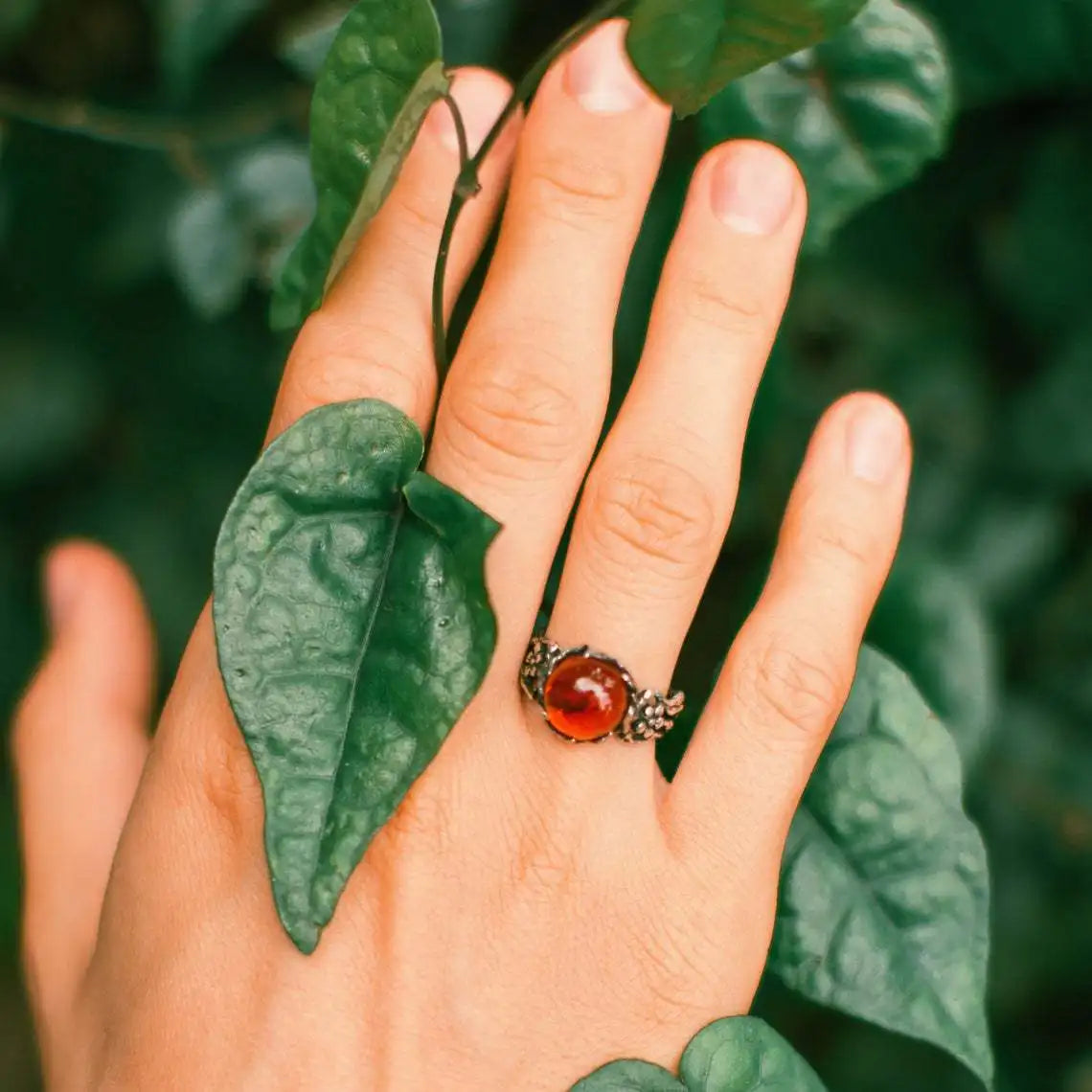 Ember Bloom Silver Ring