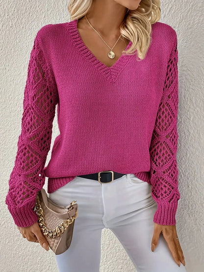 Maya V-Neck Knit Sweater rose