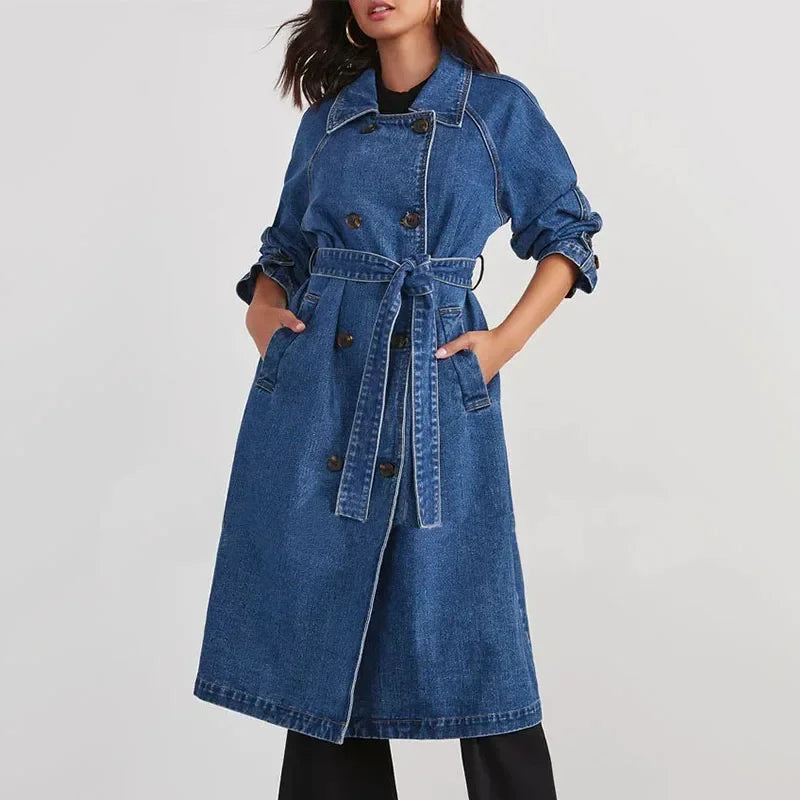 Riviera Double-Breasted Denim Coat