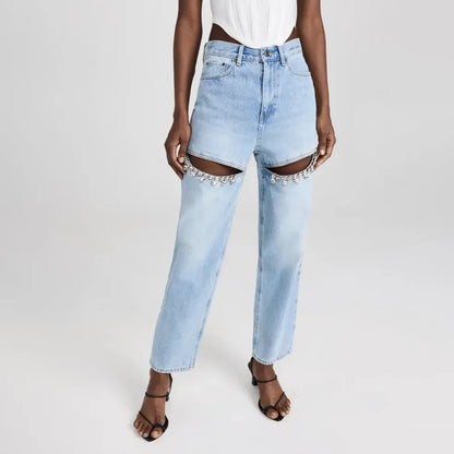 Crystal Chic High-Waist Jeans