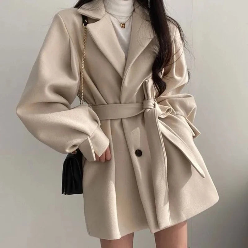 Ava Lace-Up Wool Coat