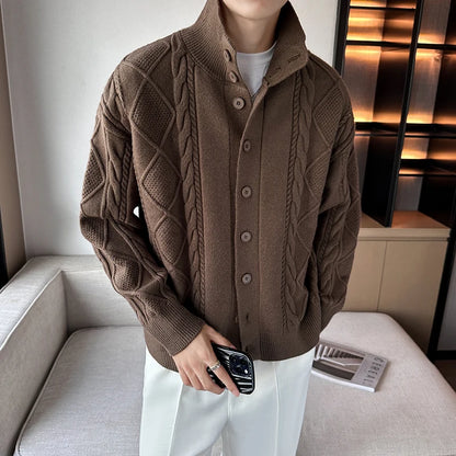 Luca Retro Knit Cardigan Brown