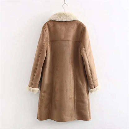 Shearling-Lined Suede Coat