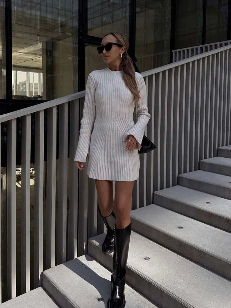 Lisa Ribbed Knit Sweater Dress