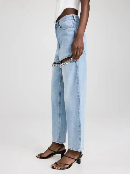 Crystal Chic High-Waist Jeans