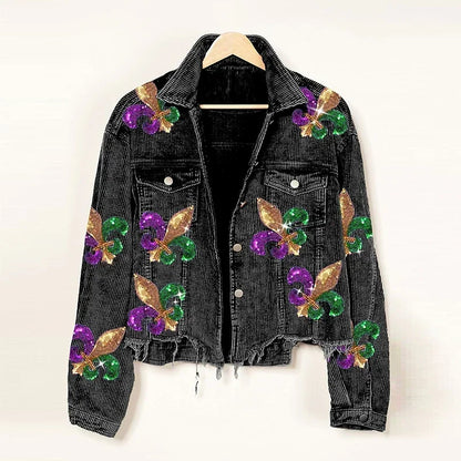 Floral Corduroy Bomber Jacket